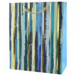 Punga cadou din hartie 26x32 CM, Dungi albastre