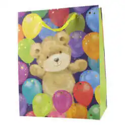 Punga cadou din hartie 18x23 CM, ursulet cu baloane