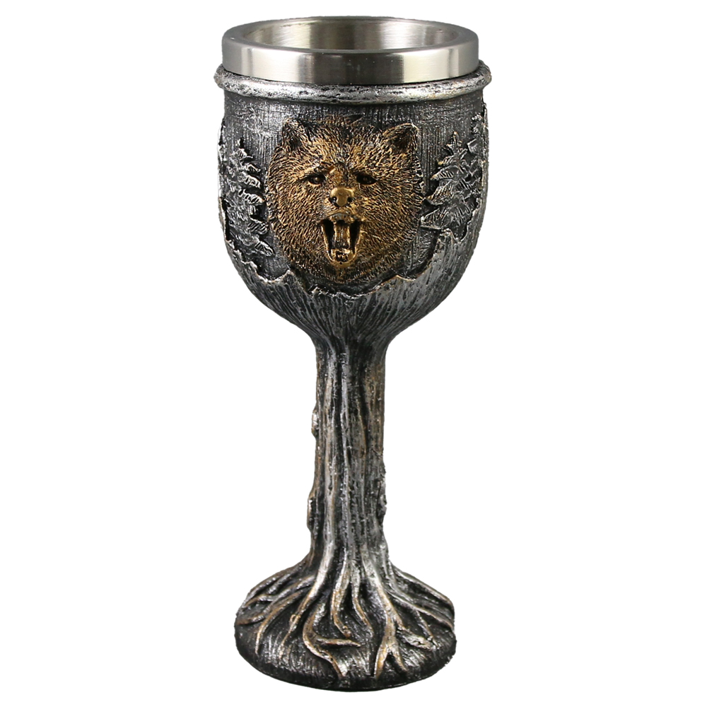 Pocal din metal si rasina Urs 8x18 CM