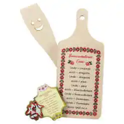 Set ustensile bucatarie din lemn cu magnet frigider "Binecuvantarea Casei", 3 piese