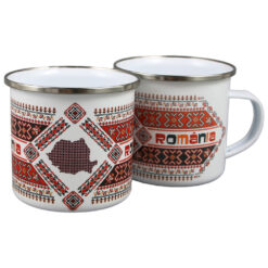 Cana metalica emailata 240 ml, "Romania", Harta