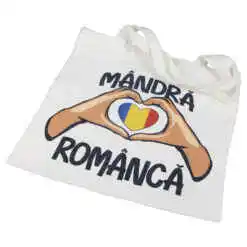 Sacosa textil "Mandra Romanca!", 40x40 CM