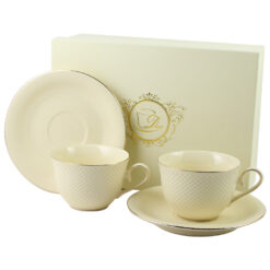 Set 2 cesti cu farfurii, din portelan "Vesper", 290 ml, in cutie decorativa