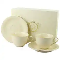 Set 2 cesti cu farfurii, din portelan "Vesper", 290 ml, in cutie decorativa