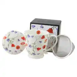 Cana portelan cu infuzor metalic si capac 510 ml, "Angela", in cutie decorativa