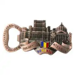 Magnet de frigider metalic cu deschizator de sticle 9 x 4.5 cm, Romania/Bucuresti