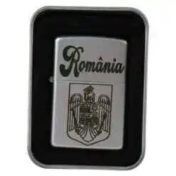 Bricheta metalica "Romania", stema Romaniei, 3x5 CM