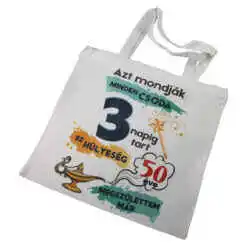 Sacosa textil "50 eve megszulettem mar", 40x40 CM