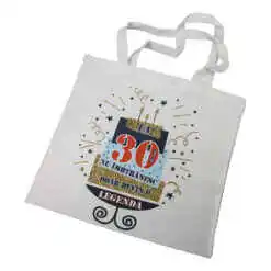 Sacosa textil "La 30 de ani nu imbatranesc, ...", 40x40 CM, tort