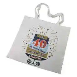 Sacosa textil "La 40 de ani nu imbatranesc, ...", 40x40 CM, tort