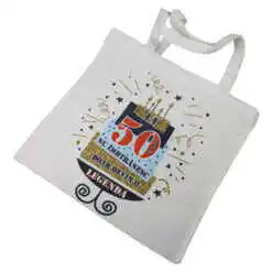 Sacosa textil "La 50 de ani nu imbatranesc, ...", 40x40 CM, tort