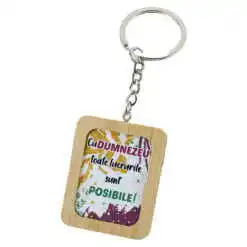 Breloc din bambus "Cu Dumnezeu toate lucrurile sunt posibile!", 4x5 CM