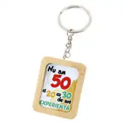 Breloc din bambus "Nu am 50...", 4x5 CM