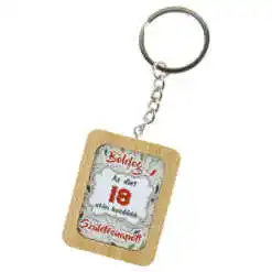 Breloc din bambus "Boldog 18. Szuletesnapot!" 4x5 CM
