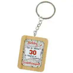 Breloc din bambus "Boldog 30. Szuletesnapot!" 4x5 CM