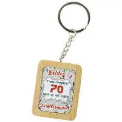 Breloc din bambus "Boldog 70. Szuletesnapot!" 4x5 CM