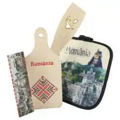 Set ustensile bucatarie cu magnet frigider "Romania", 4 piese