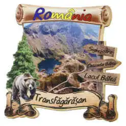 Magnet frigider din lemn "Transfagarasan" 8x8 CM, Romania