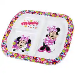 Farfurie compartimentata din plastic, Minnie Mouse, 22x19 CM