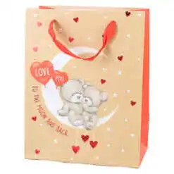 Punga cadou din hartie 18x23 CM, "Love you to the moon...", Ursuleti