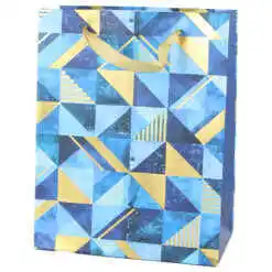 Punga cadou din hartie 18x23 CM, albastru & auriu