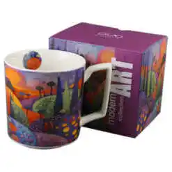 Cana din portelan 450 ml, "Bubbly Hills" in cutie decorativa, Modern Art