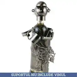 Suport sticla de vin, din metal, Gradinar, 14x33 CM