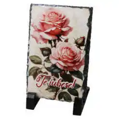 Placa ardezie "Te iubesc!" 9x14 cm, Trandafiri