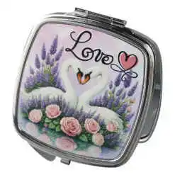 Oglinda de buzunar "Love", 6x7.5 cm, Lebede