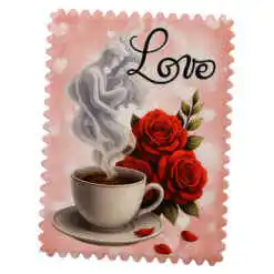Magnet frigider ceramica "Love", 6x8 cm, cafea & cuplu