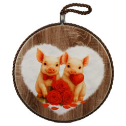 Suport decorativ din ceramica, 17 cm, cu purcelusi