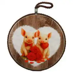 Suport decorativ din ceramica, 17 cm, cu purcelusi