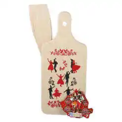 Set ustensile de bucatarie din lemn cu magnet frigider "Romania", 3 piese, dansatori populari