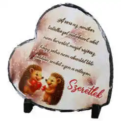 Placa ardezie inima "A sors az, amikor talalkozol...Szeretlek" 20x19 cm, cu arici