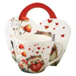 Cana portelan 460 ml, Arici cu inima, in ambalaj decorativ