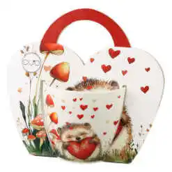 Alternative view of Cana portelan 460 ml, Arici cu inima, in ambalaj decorativ