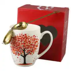 Alternative view of Cana portelan cu infuzor metalic inima, 360 ml, Copac cu inimioare, cu cutie cadou