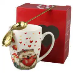 Alternative view of Cana portelan cu infuzor metalic inima, 360 ml, Arici cu inima, cu cutie cadou