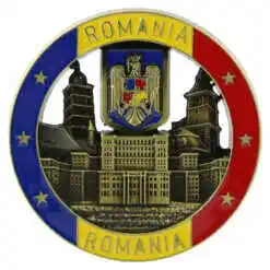 Magnet de frigider metalic 7 cm, Romania, stema Romaniei