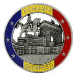 Alternative view of Magnet de frigider metalic 7 cm, Romania/Bucuresti