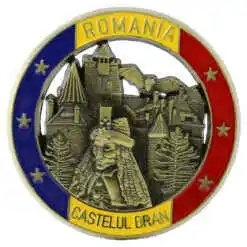 Magnet de frigider metalic 7 cm, Romania, Castelul Bran