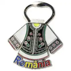 Magnet de frigider metalic cu deschizator de sticle 5.5 x 7 cm, Romania, ie barbateasca