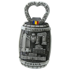 Magnet de frigider metalic cu deschizator de sticle 5 x 9.5 cm, Romania/Bucuresti