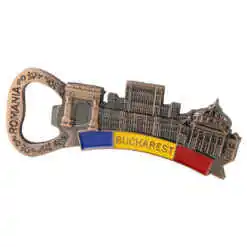 Alternative view of Magnet de frigider metalic cu deschizator de sticle 9.5 x 3.5 cm, Romania/Bucuresti