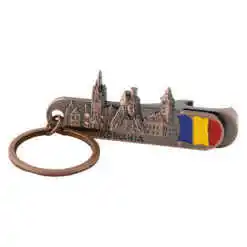 Alternative view of Breloc metalic cu deschizator sticle 7x2 cm, Romania/Vlad Tepes