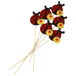 Set 6 pick-uri decorative Buburuza din lemn 6x27 cm