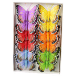 Set 12 fluturi decorativi cu clema 8 cm