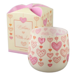 Lumanare parfumata With Love in pahar, 100 gr, cu inimioare