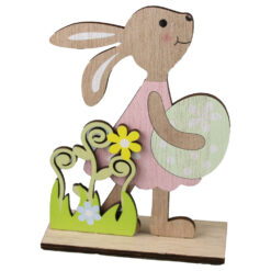 Decoratiune din lemn, Iepuras 11x15 cm, Fata/Baiat
