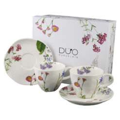 Set 2 cesti cu farfurioare 200 ml, "The colors of nature", in cutie decorativa